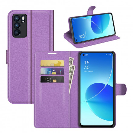 Housse Oppo Reno 6 5G Simili Cuir Litchi Classique Housse Oppo Reno 6 5G Simili Cuir Litchi Classique
