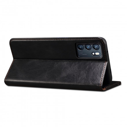 Flip Cover Oppo Reno 6 5G Simili Cuir Ciré Flip Cover Oppo Reno 6 5G Simili Cuir Ciré