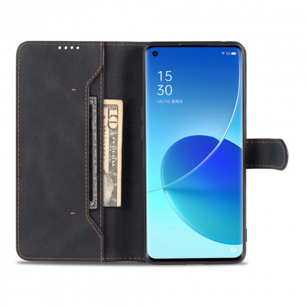 Housse Oppo Reno 6 5G AZNS Effet Cuir Couture Housse Oppo Reno 6 5G AZNS Effet Cuir Couture