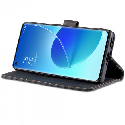 Housse Oppo Reno 6 5G AZNS Effet Cuir Couture Housse Oppo Reno 6 5G AZNS Effet Cuir Couture