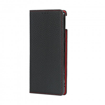 Flip Cover Google Pixel 6 Cuir Litchi Véritable à Lanière Flip Cover Google Pixel 6 Cuir Litchi Véritable à Lanière