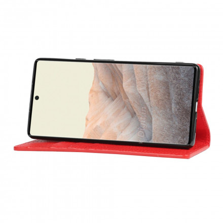 Flip Cover Google Pixel 6 Cuir Litchi Véritable à Lanière Flip Cover Google Pixel 6 Cuir Litchi Véritable à Lanière