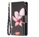 Housse Realme C21 Poche Zippée Fleur