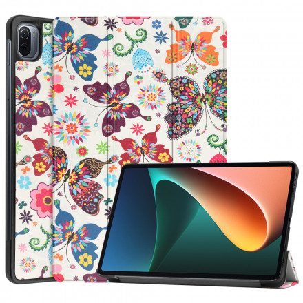 Smart Case Xiaomi Pad 5 Porte-Stylet Fleurs Vintages