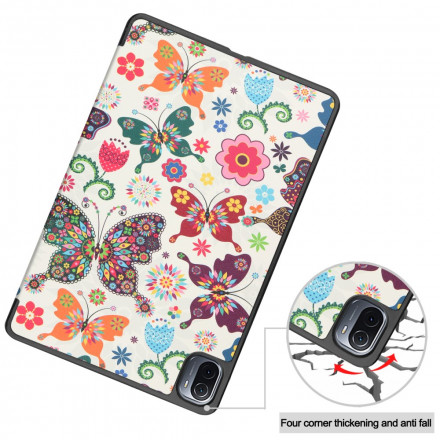 Smart Case Xiaomi Pad 5 Porte-Stylet Fleurs Vintages