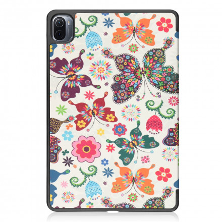 Smart Case Xiaomi Pad 5 Porte-Stylet Fleurs Vintages