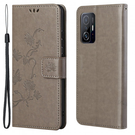 Housse Xiaomi 11T / 11T Pro Papillons Et Fleurs À Lanière Housse Xiaomi 11T / 11T Pro Papillons Et Fleurs À Lanière