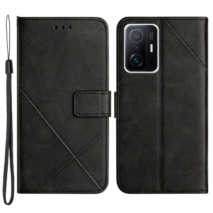 Housse Xiaomi 11T / 11T Pro Style Cuir Géométrique à Lanière