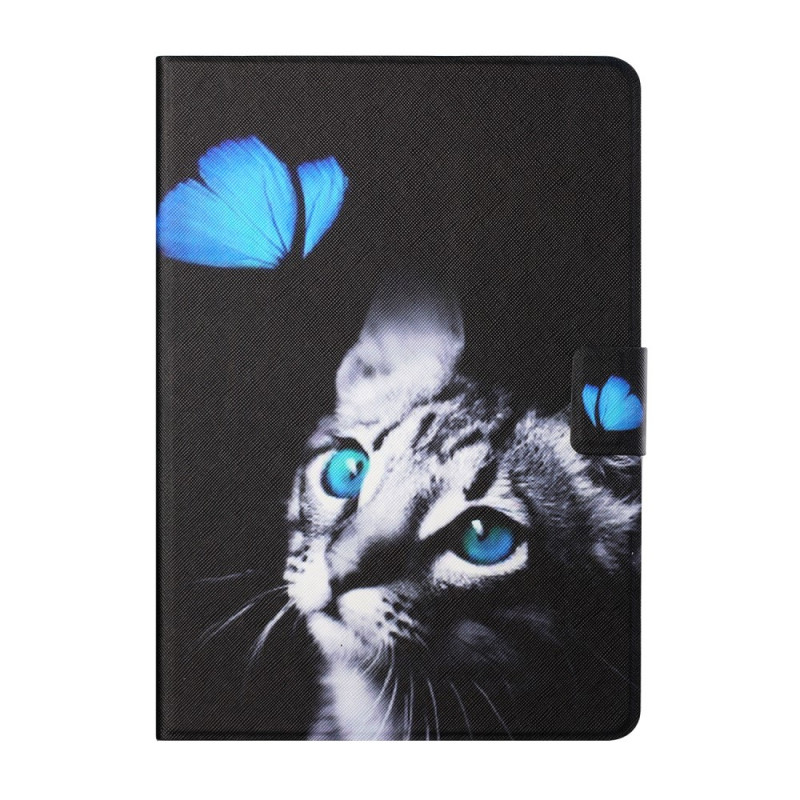 Housse iPad Mini 6 (2021) Chat et Papillon Bleu