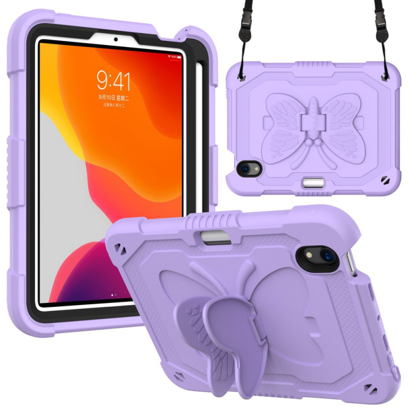Coque iPad Mini 7 (2024) / Mini 6 (2021) Bandoulière Papillon Monochrome