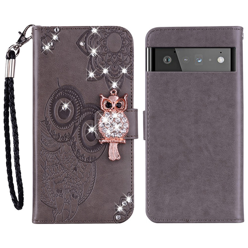 Housse Google Pixel 6 Hibou Mandala et Breloque