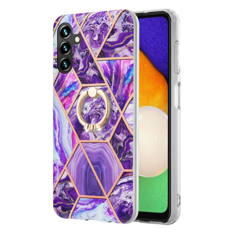 Coque Samsung Galaxy A13 5G / A04s Marbre Géométrique avec Anneau-Support