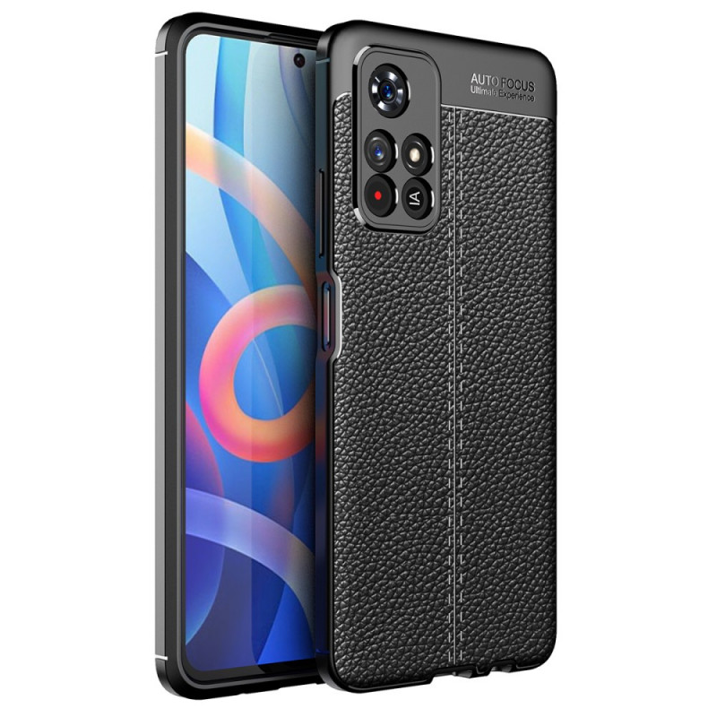 Coque Poco M4 Pro 5G Effet Cuir Litchi Double Line