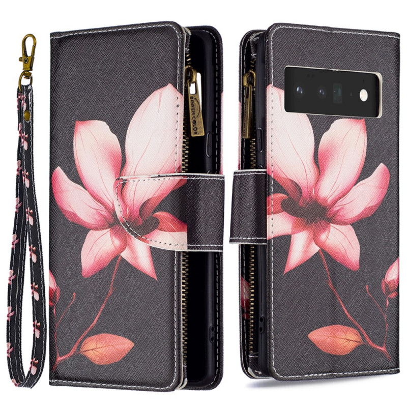 Housse Google Pixel 6 Pro Poche Zippée Fleur