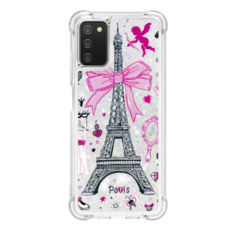 Coque Samsung Galaxy A03s La Tour Eiffel Paillettes