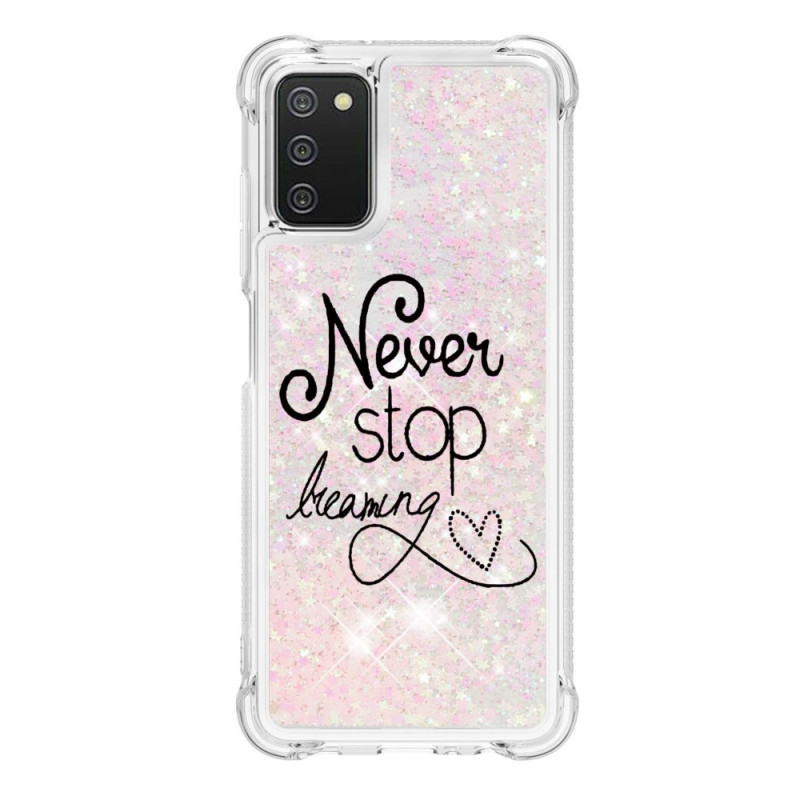 Coque Samsung Galaxy A03s Never Stop Dreaming Paillettes