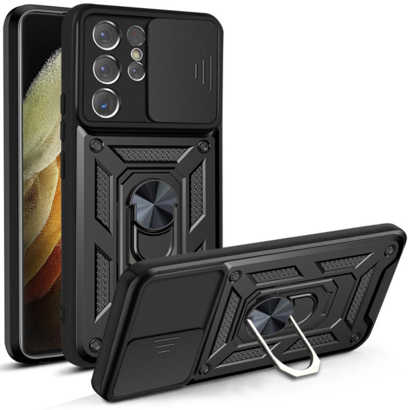 Coque Samsung Galaxy S21 Ultra 5G Support et Protège-Lentilles Design