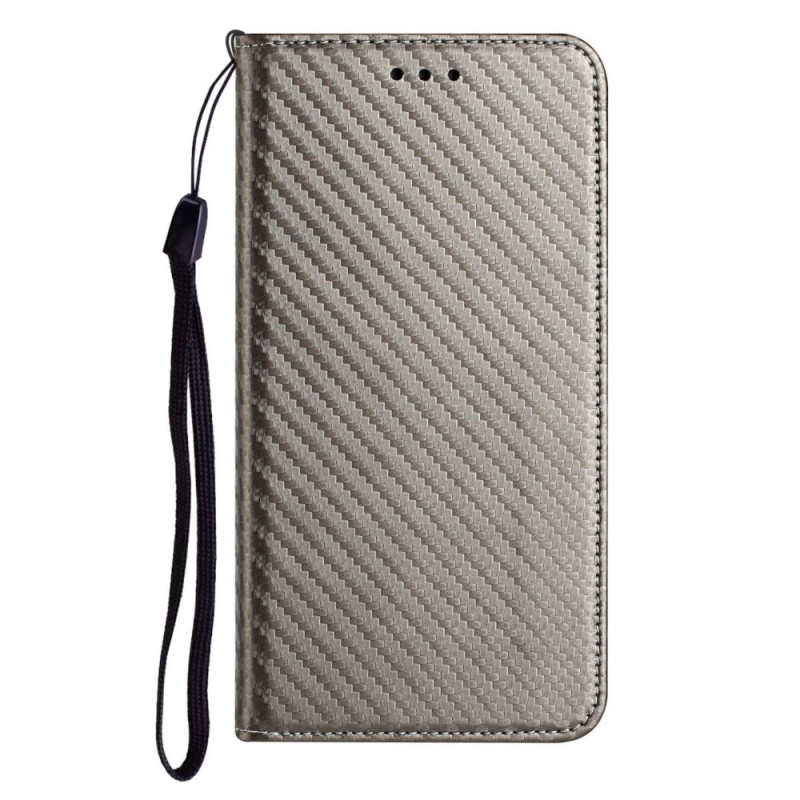 Flip Cover Samsung Galaxy A12 / M12 Fibre Carbone à Lanière