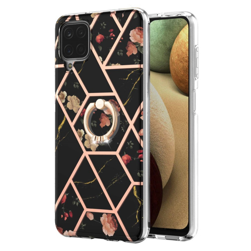 Coque Samsung Galaxy A12 / M12 Fleurs Anneau-Support