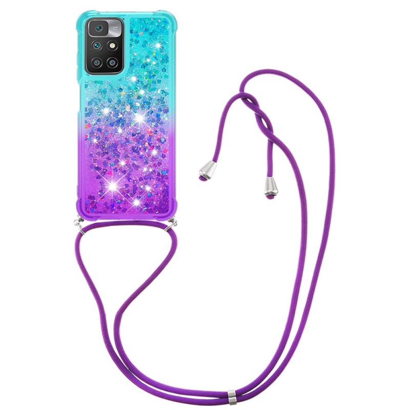 Coque Xiaomi Redmi 10 Silicone Paillettes et Cordon