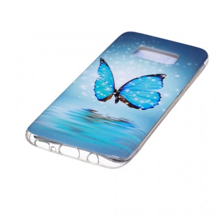 Coque Samsung Galaxy S8 Papillon Bleu Fluorescente