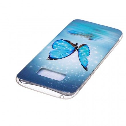 Coque Samsung Galaxy S8 Papillon Bleu Fluorescente