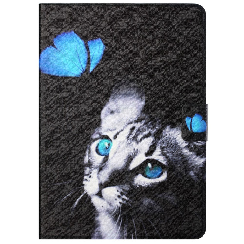 Housse Samsung Galaxy Tab A8 (2021) Chat et Papillon Bleu