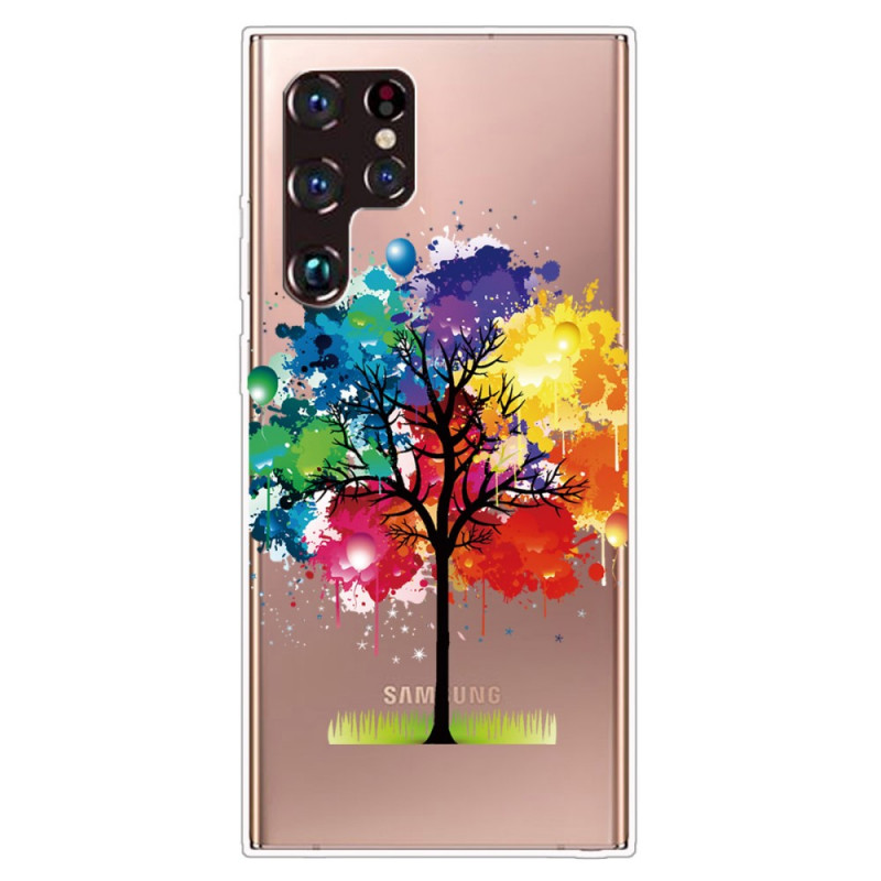 Coque Samsung Galaxy S22 Ultra 5G Transparente Arbre Aquarelle
