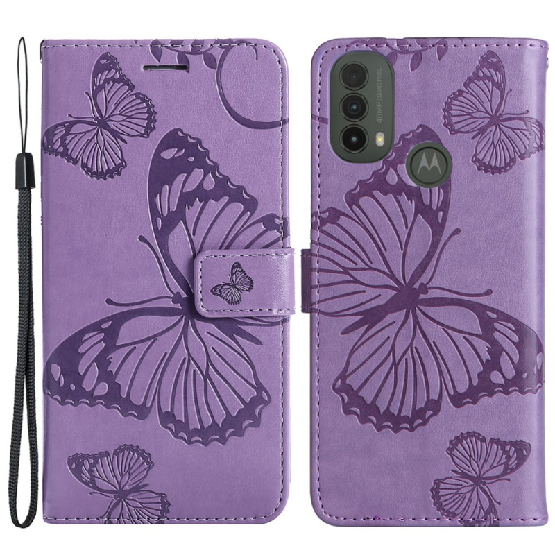 Housse Moto E40 / E30 / E20 Papillons Géants à Lanière
