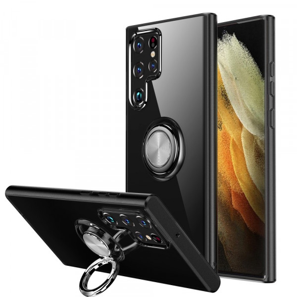 Coque Samsung Galaxy S22 Ultra 5G Transparente avec Anneau-Support