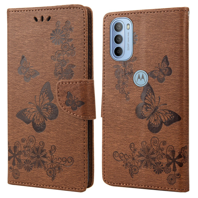 Housse Moto G51 5G Splendides Papillons à Lanière