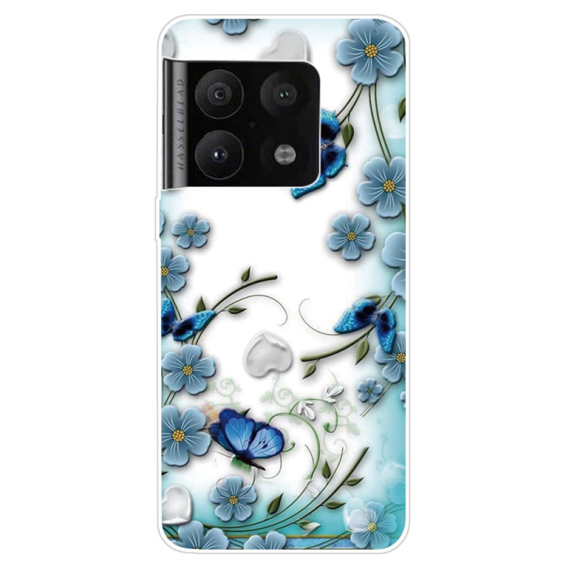 Coque OnePlus 10 Pro 5G Papillons et Fleurs Rétros