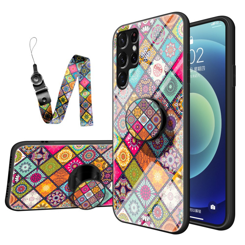 Coque Samsung Galaxy S22 Ultra 5G Support Magnétique Patchwork