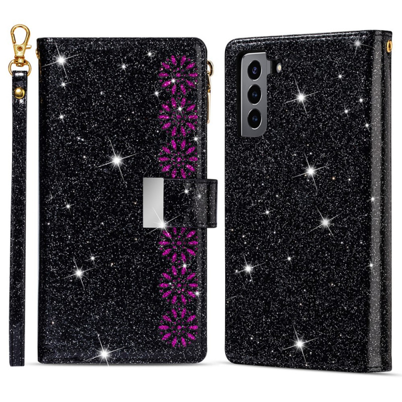 Housse Samsung Galaxy S22 Plus 5G Paillettes Portefeuille Zip