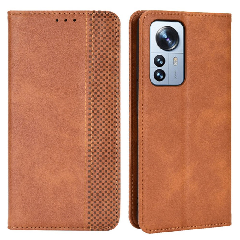 Flip Cover Xiaomi 12 Pro Effet Cuir Vintage Stylisé