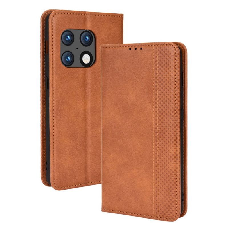 Flip Cover OnePlus 10 Pro 5G Effet Cuir Vintage Stylisé