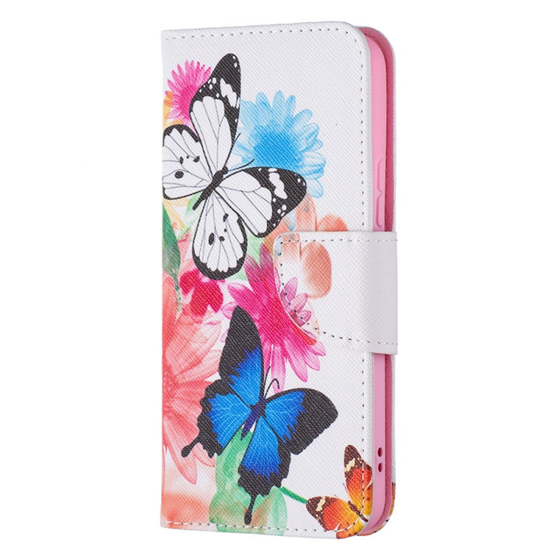 Housse Samsung Galaxy S22 5G Papillons et Fleurs Peints