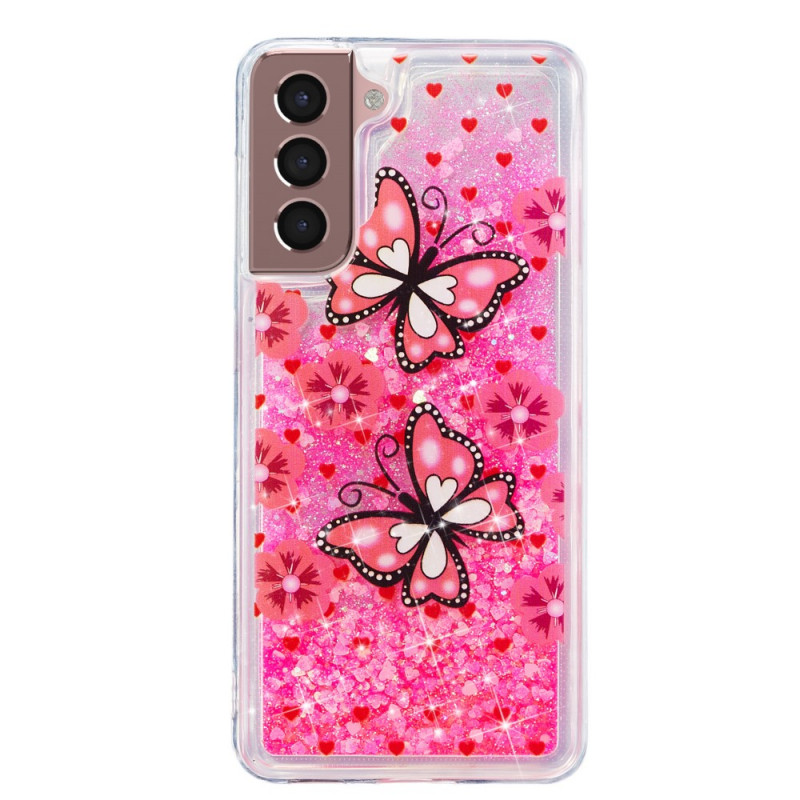 Coque Samsung Galaxy S22 5G Paillettes Papillons