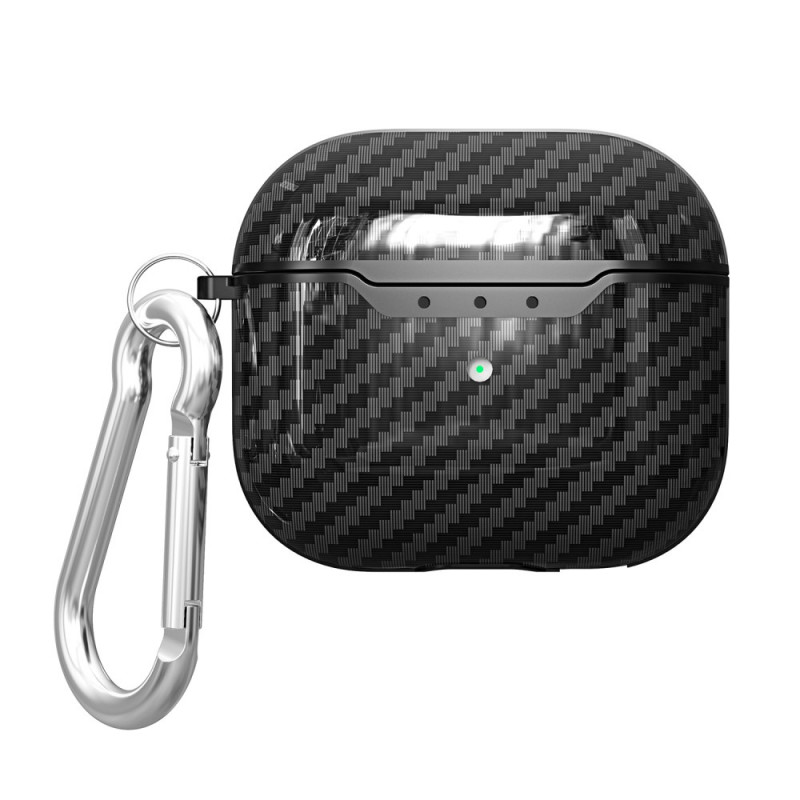 Coque AirPods 3 Texture Fibre Carbone avec Mousqueton