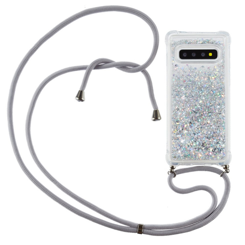 Coque Samsung Galaxy S10 Paillettes avec Cordon