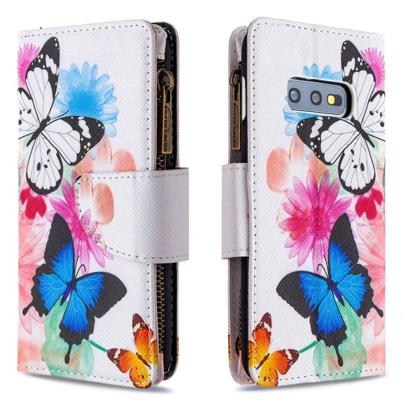 Housse Samsung Galaxy S10e Poche Zippée Papillons - Ma Coque