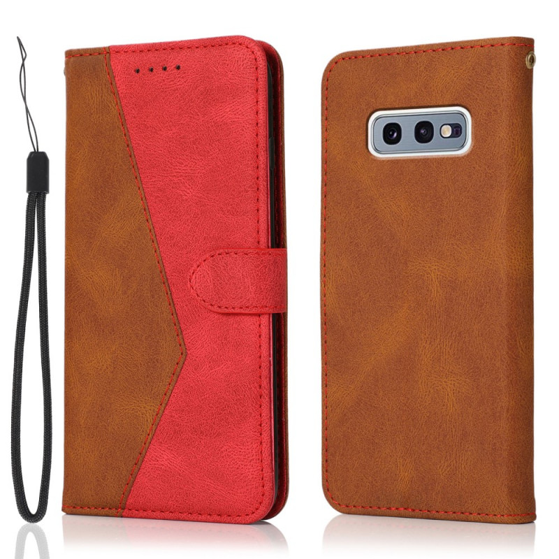 Housse Samsung Galaxy S10e Simili Cuir Bicolore Triangle