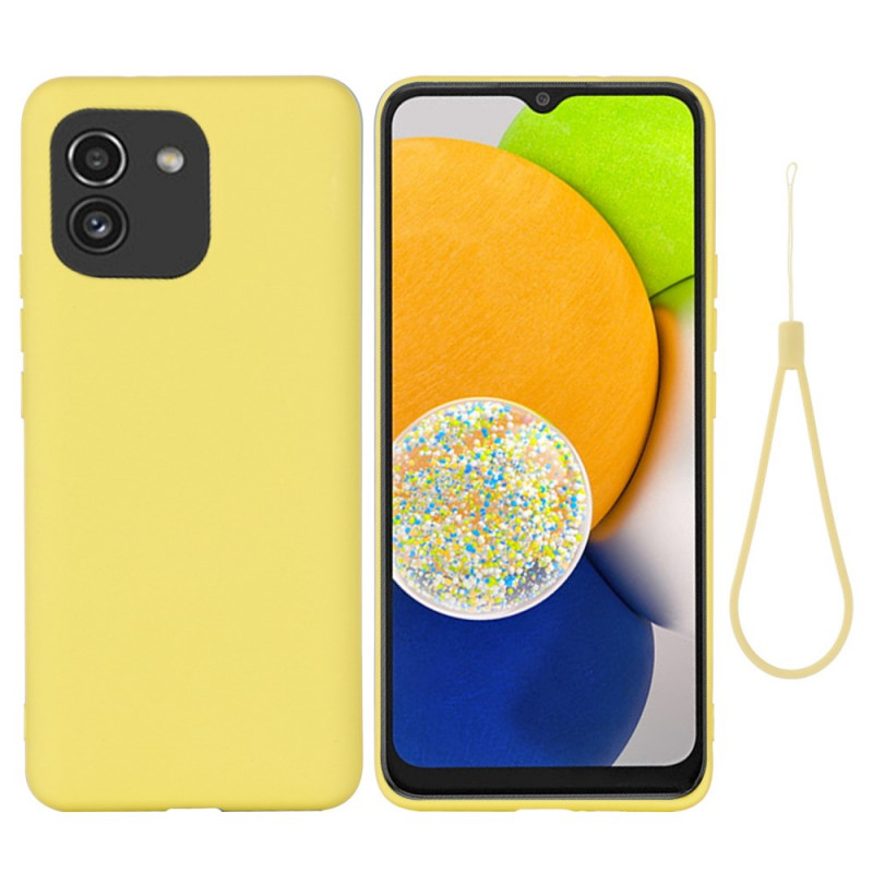 Coque Samsung Galaxy A03 Silicone Liquide Avec Lanière