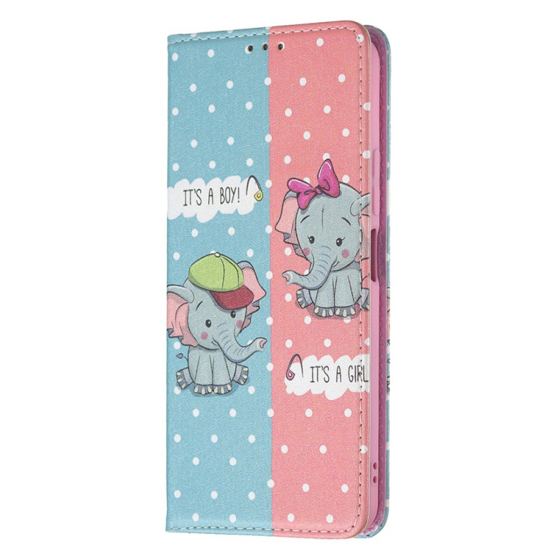 Flip Cover Xiaomi 11 Lite 5G NE/Mi 11 Lite 4G/5G Bébés Éléphants