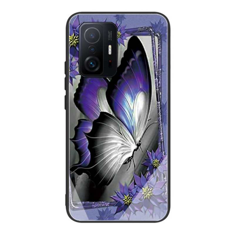 Coque Xiaomi 11T / 11T Pro Verre Trempé Papillon Violet