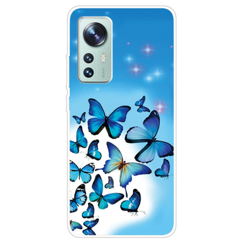 Coque Xiaomi 12 / 12X / 12S Silicone Papillons Bleus