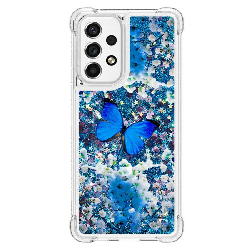 Coque Samsung Galaxy A53 5G Papillons Bleus Paillettes