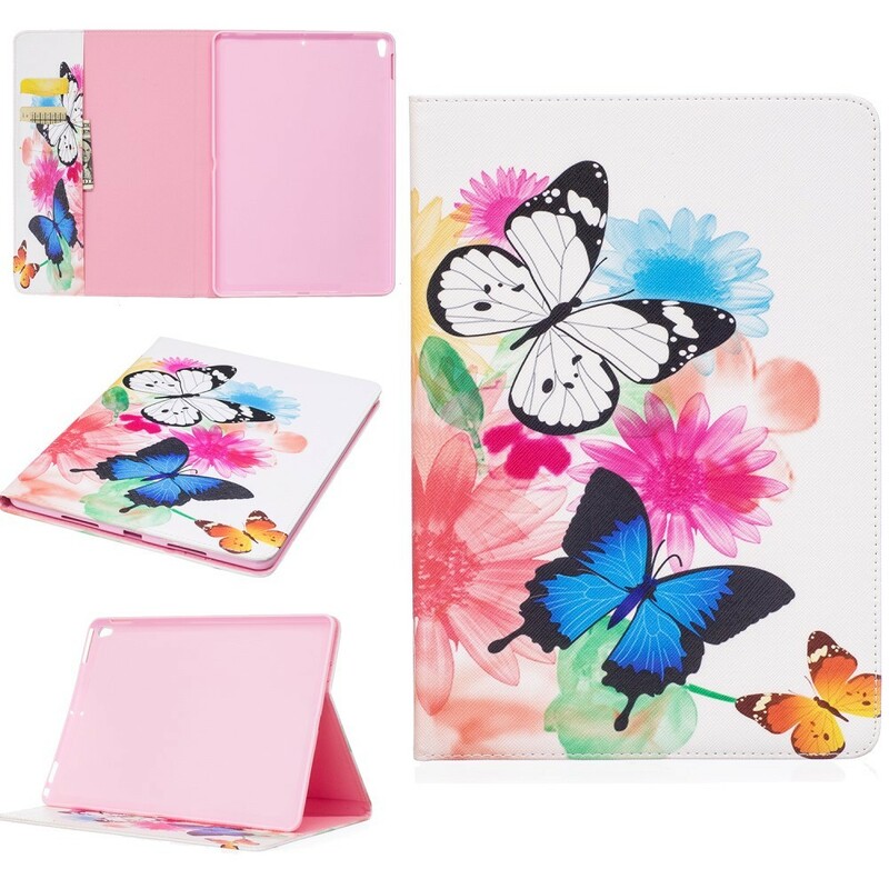 Housse iPad Pro 10.5 pouces Papillons et Fleurs Peints