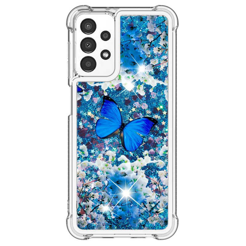 Coque Samsung Galaxy A13 Papillons Bleus Paillettes