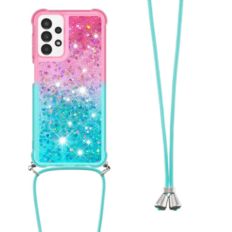 Coque Samsung Galaxy A13 à Cordon Silicone Paillettes